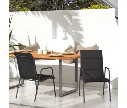 Sodo Kėdės, 2Vnt, Juodos Spalvos, Plienas Ir Tekstilenas