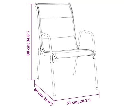 Dārza Krēsli, 4 Gab., Tērauds, Tekstilēns, Melni Vidaxl
