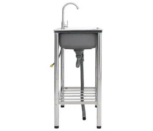 Kempinga Izlietne Ar 2 Bļodām Un Krānu, Nerūsējošs Tērauds Vidaxl