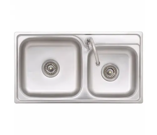 Kempinga Izlietne Ar 2 Bļodām Un Krānu, Nerūsējošs Tērauds Vidaxl