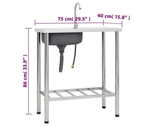Matkavalamu Ühe Kraanikausiga, Kraaniga, Roostevaba Teras