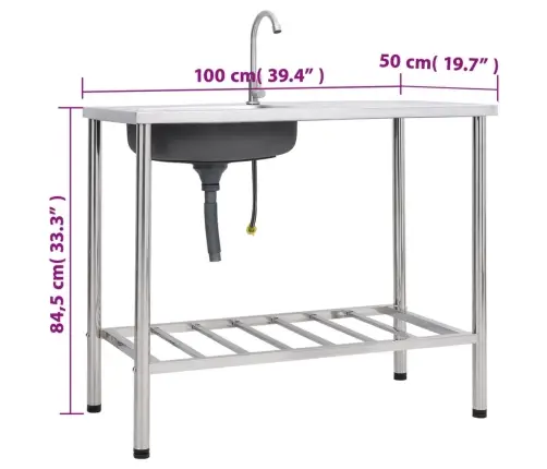 Matkavalamu Ühe Kraanikausiga, Kraaniga, Roostevaba Teras