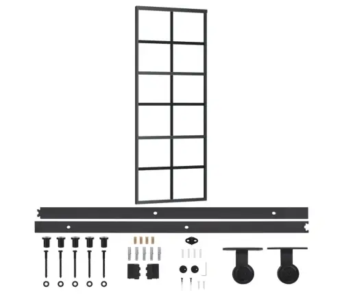 Bīdāmās Durvis Ar Stiprinājumiem, Stikls, Alumīnijs, 76X205 Cm Vidaxl