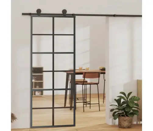 Bīdāmās Durvis Ar Stiprinājumiem, Stikls, Alumīnijs, 76X205 Cm Vidaxl