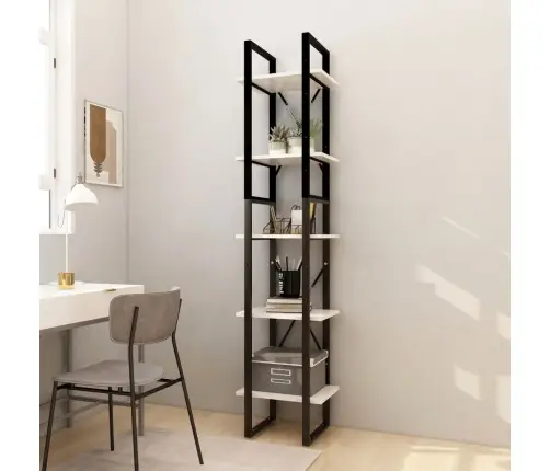 Spintelė Knygoms, 5 Lentynos, Balta, 40X30X175cm Pušis