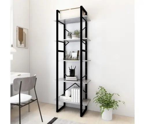 5-Korruseline Raamaturiiul, Betoonhall, 60X30X175 cm Tehispuit