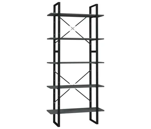 5-Korruseline Raamaturiiul, Hall, 80X30X175 cm Tehispuit