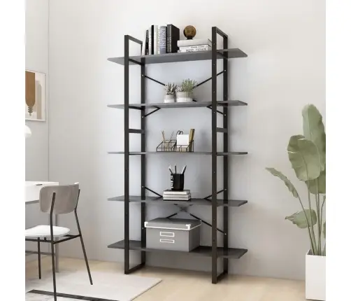 5-Līmeņu Grāmatplaukts, Pelēks, 100X30X175Cm, Inženierijas Koks Vidaxl