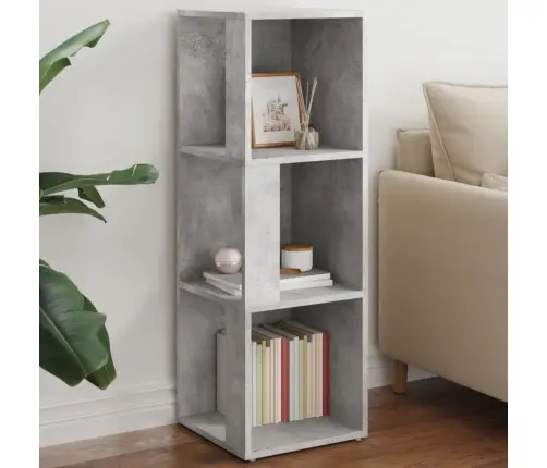 Stūra Plaukts, Betona Pelēks, 33X33X100 Cm, Inženierijas Koks Vidaxl