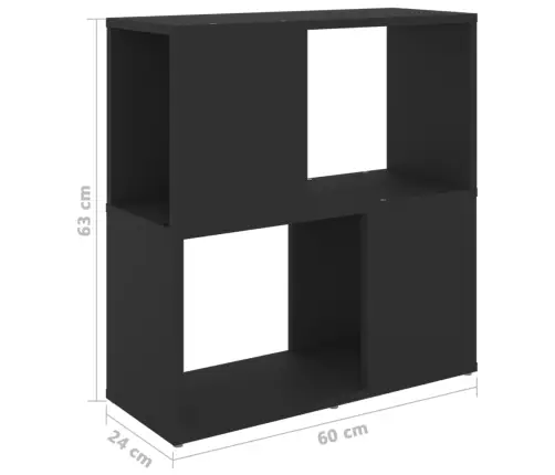 Grāmatu Plaukts, Melns, 60X24X63 Cm, Inženierijas Koks Vidaxl