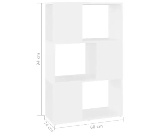 Grāmatu Plaukts, 60X24X94 Cm, Balts, Inženierijas Koks Vidaxl