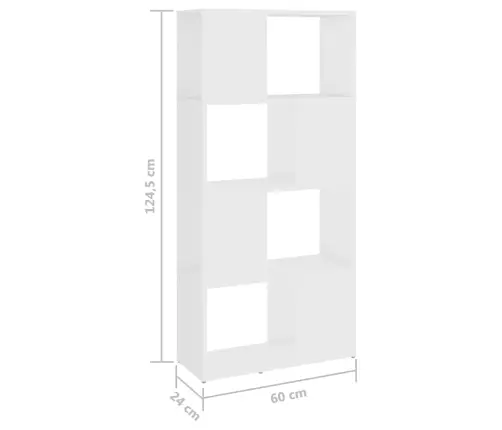 Grāmatu Plaukts, Balts, 60X24X124,5 Cm, Inženierijas Koks Vidaxl