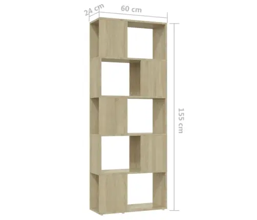 Grāmatu Plaukts, Ozolkoka Krāsa, 60X24X155 Cm Vidaxl