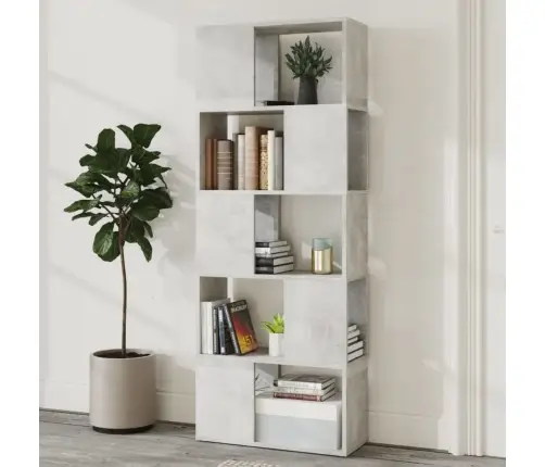 Grāmatu Plaukts, Betona Pelēks, 60X24X155 Cm Vidaxl