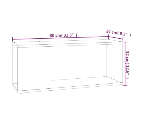 Tv Plaukts, Melns, 80X24X32 Cm, Inženierijas Koks Vidaxl