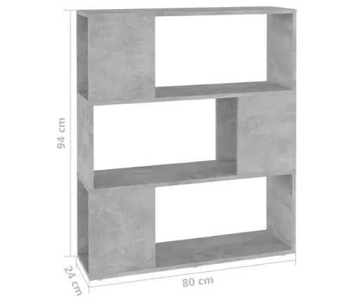 Grāmatu Plaukts, 80X24X94 Cm, Betona Pelēks, Inženierijas Koks Vidaxl