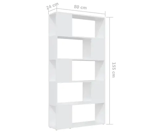 Raamaturiiul/Ruumijagaja, Valge, 80X24X155 cm Puitlaastplaat Raamaturiiul/Ruumijagaja, Valge, 80X24X155 cm Puitlaastplaat