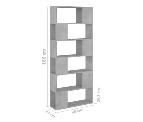 Grāmatu Plaukts, 80X24X186 Cm, Betona Pelēks, Inženierijas Koks Vidaxl
