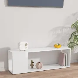 Tv Plaukts, Spīdīgi Balts, 100X24X32 Cm, Inženierijas Koks Vidaxl