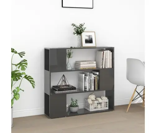 Grāmatu Plaukts, 100X24X94 Cm, Spīdīgs Pelēks Vidaxl