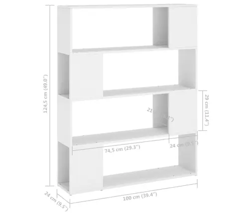 Grāmatu Plaukts, Balts, 100X24X124 Cm Vidaxl