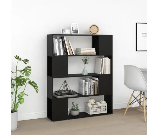 Spintelė Knygoms/Kambario Pertvara, Juoda, 100X24X124Cm