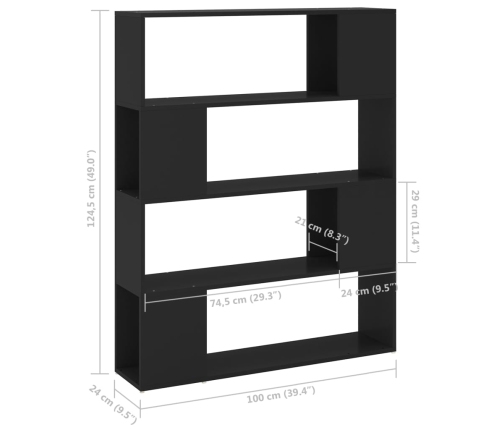 Grāmatu Plaukts, Melns, 100X24X124 Cm Vidaxl