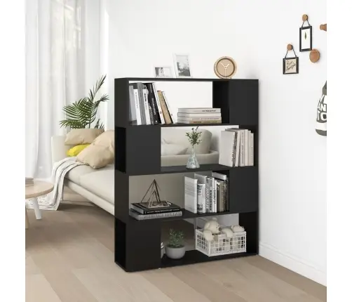 Spintelė Knygoms/Kambario Pertvara, Juoda, 100X24X124Cm