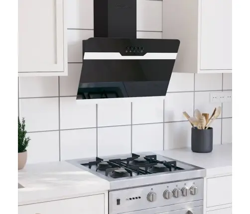 Tvaika Nosūcējs, 60 Cm, Tērauds, Rūdīts Stikls, Melns Vidaxl