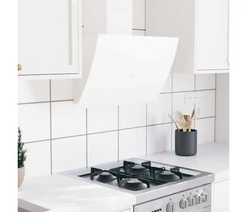 Tvaika Nosūcējs, 60 Cm, Tērauds, Rūdīts Stikls, Balts Vidaxl