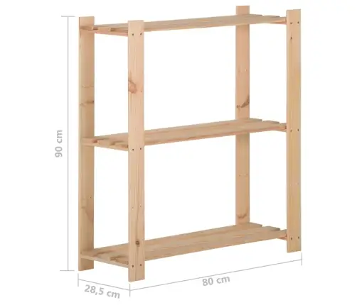 3-Korruseline Hoiuriiul, 80 X 28,5 X 90 cm Männipuit
