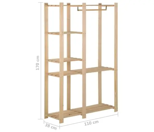 Drēbju Plaukts, 110X38X170 Cm, Priedes Masīvkoks Vidaxl