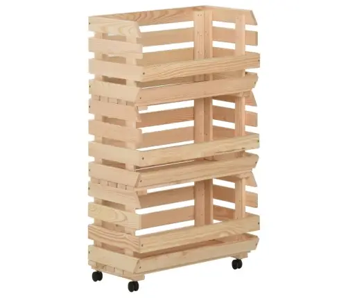 Daržovių Vežimėlis, 37X30X80cm Pušies Medienos Masyvas