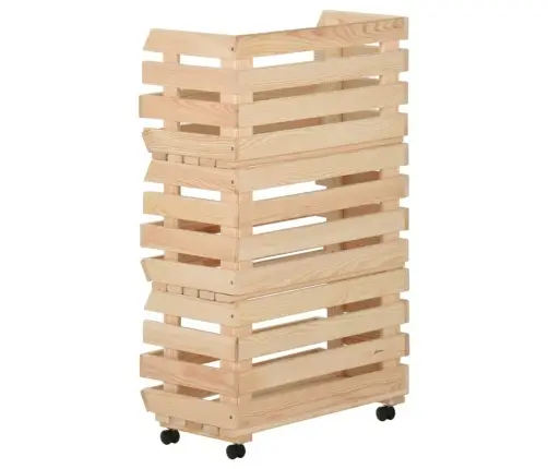 Daržovių Vežimėlis, 37X30X80cm Pušies Medienos Masyvas