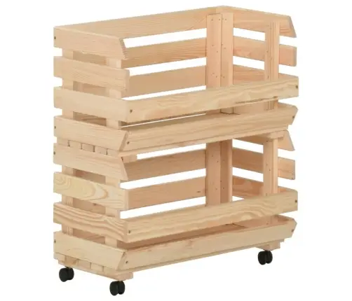 Daržovių Vežimėlis, 37X30X80cm Pušies Medienos Masyvas