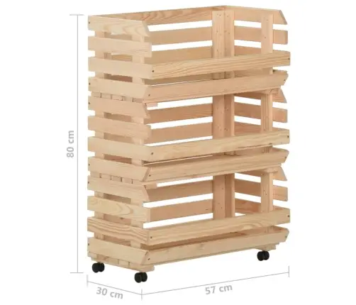 Köögiviljakäru, 57 X 30 X 80 cm Männipuit