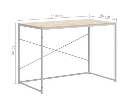 Datorgalds, Balta Un Ozolkoka Krāsa, 110X60X70 Cm Vidaxl