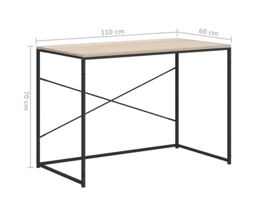 Datorgalds, 110X60X70 Cm Inženierijas Koks Melna Un Ozola Krāsa Vidaxl