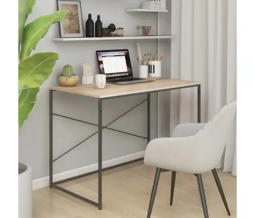 Datorgalds, 110X60X70 Cm Inženierijas Koks Melna Un Ozola Krāsa Vidaxl