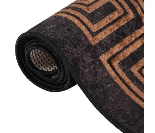 Paklājs, 80X300 Cm, Melns Ar Zeltu, Mazgājams, Neslīdošs Vidaxl