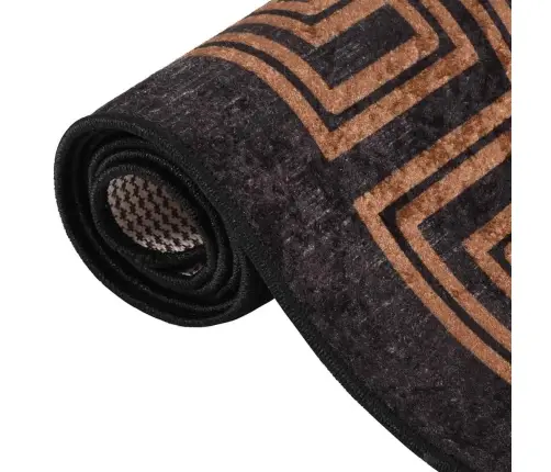 Paklājs, 160X230 Cm, Melns Ar Zeltu, Mazgājams, Neslīdošs Vidaxl