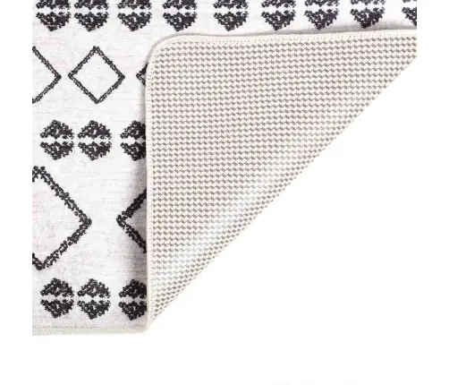 Paklājs, 190X300 Cm, Melns Ar Baltu, Mazgājams, Neslīdošs Vidaxl