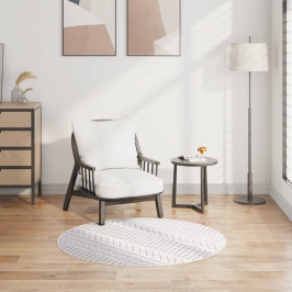 Paklājs, Φ 120 Cm, Mazgājams, Neslīdošs, Melns Ar Baltu Vidaxl