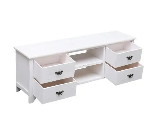 Tv Skapītis, 108X30X40 Cm, Paulonijas Masīvkoks, Balts Vidaxl