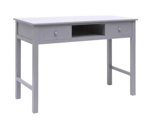 Rakstāmgalds, 108X45X76 Cm, Pelēks, Paulonijas Masīvkoks Vidaxl