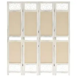 338559  4-Panel Room Divider Cream 140X165 Cm Fabric Vidaxl