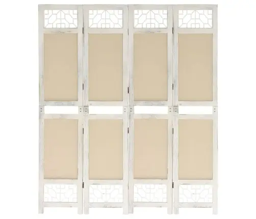 338559  4-Panel Room Divider Cream 140X165 Cm Fabric