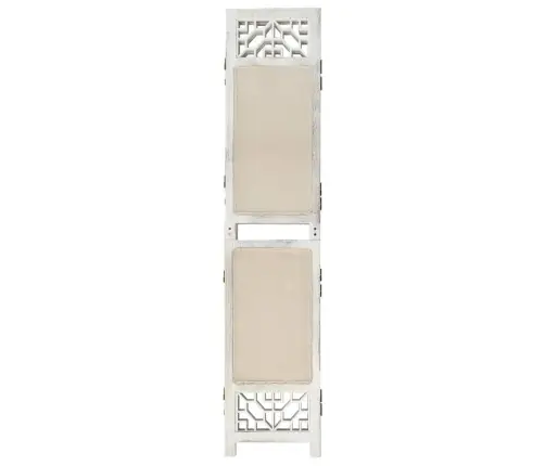 338559  4-Panel Room Divider Cream 140X165 Cm Fabric