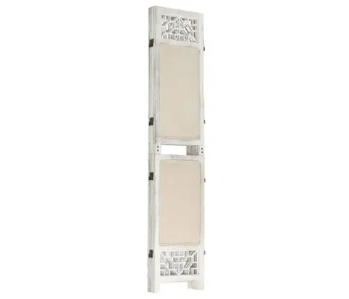 338559  4-Panel Room Divider Cream 140X165 Cm Fabric