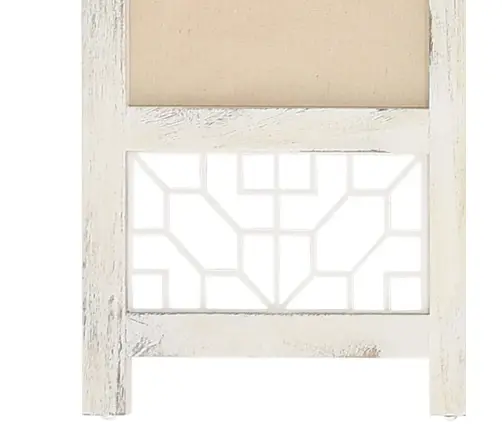 338559  4-Panel Room Divider Cream 140X165 Cm Fabric